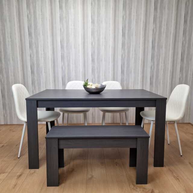 Dining Table and 4 Chairs With Bench Modern Dining Table Set With 4 White Gem Chairs And Bench White One Size 6