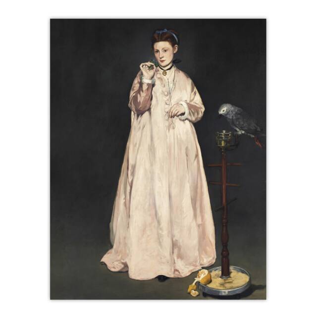 "Young Lady With a Parrot Portrait Manet Vintage Wall Art Poster Print 12X16"""