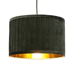Sundance - Dark Green Velvet Pleated 30cm Lamp Shade with Gold Inner Green Green pleated velvet with gold cardboard inner detail 1