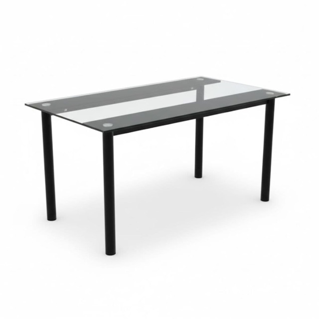 Dining Table Black Glass Kitchen Place for 4 Seats, Dining Table Only (Black H 75 x L 120 x W 70 cm)