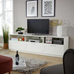 TV Floor Stand with Drawers Modern Media Console Living Room Storage White