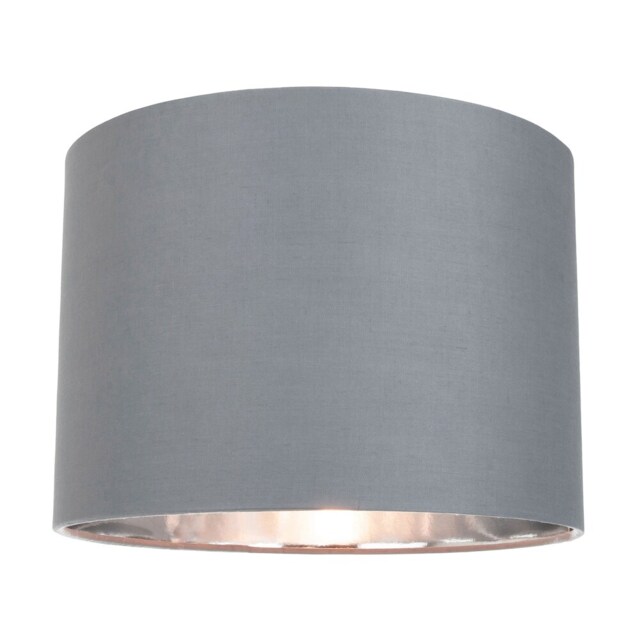 "Contemporary Grey Cotton 12"" Table/Pendant Lamp Shade with Shiny Silver Inner Grey Grey 1"