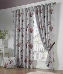 Ascot Floral Red Eyelet Blockout Curtains - 229cm x 229cm Red