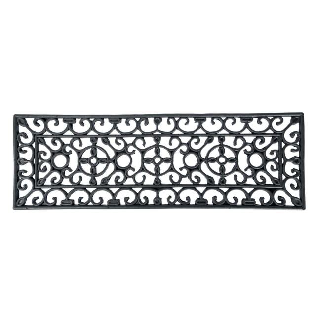 Homescapes Black Wrought Iron Effect Parisian Rubber Doormat - 75 x 25cm