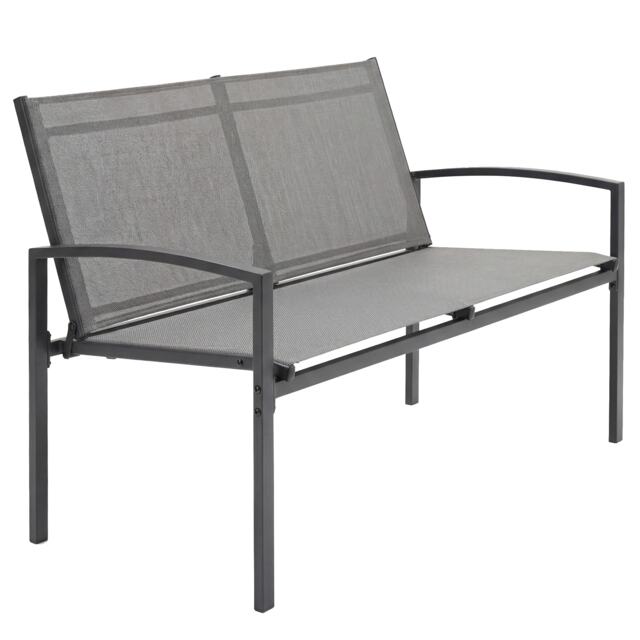 Outsunny 2 Seater Metal Garden Bench, Park Patio Seat, Grey Grey Grey Not provided
