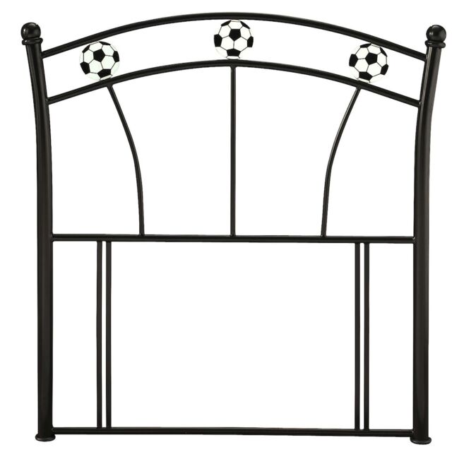 3ft Single Football headboard.Metal black soccer, sports bed head end. 3ft Single Black 3ft Single