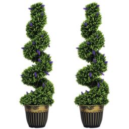 HOMCOM Set of 2 Decorative Artificial Plants with Lavender and Pot, 115cm Blue