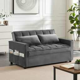 Madrid 2 Seater Loveseat Pull Out Sofa Bed Grey Two Seater
