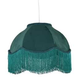 Fringe - Dark Green Velvet Fringed Pendant or Lamp Shade