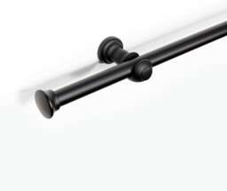 Lister Cartwright 28 mm Eyelet Wooden Curtain Pole Set Fixed Length (Black Traditional Stopper, 300 cm)