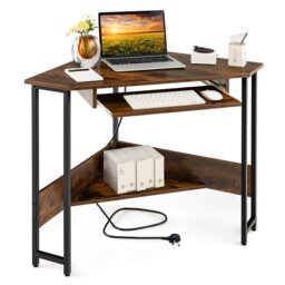 COSTWAY Corner Desk Small Computer Desk Triangle Laptop Workstation