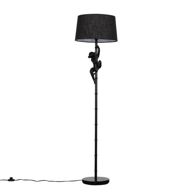 ValueLights George Monkey Black Floor Lamp Black Shade and Bulb