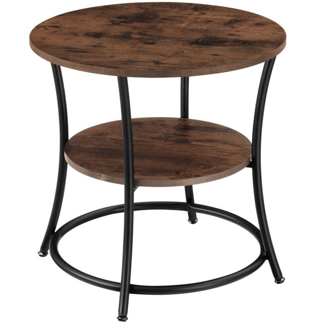 Bedside Table Saint Louis - industrial style, round, with 2 shelves, 55 x 56 cm Brown Industrial wood dark, rustic 55 x 55 x 56 cm 1