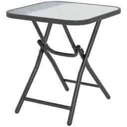 Outsunny Folding Garden Table Square Foldable Table with Safety Buckle Black Black Black 45 x 45 x 50 cm