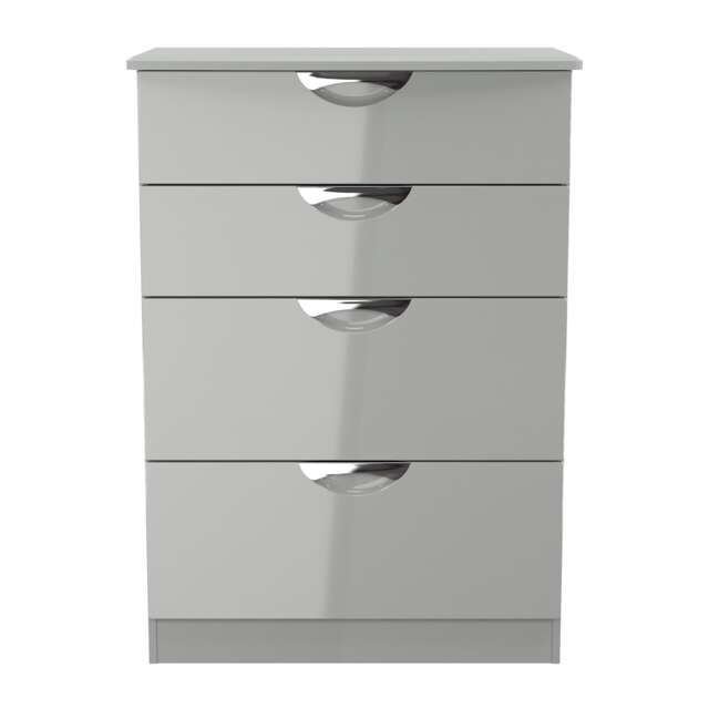 Holborn 4 Drawer Deep Chest of Drawers in Grey Gloss & Dusk Grey (Ready Assembled) Grey Grey Gloss & Dusk Grey