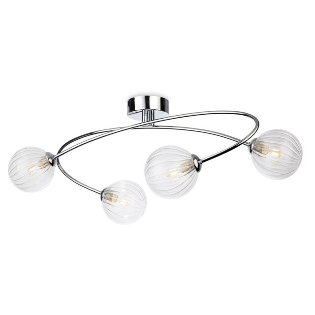 Atom 4 Light Flush Ceiling Fitting Chrome with Clear Decorative Glass 4xG9