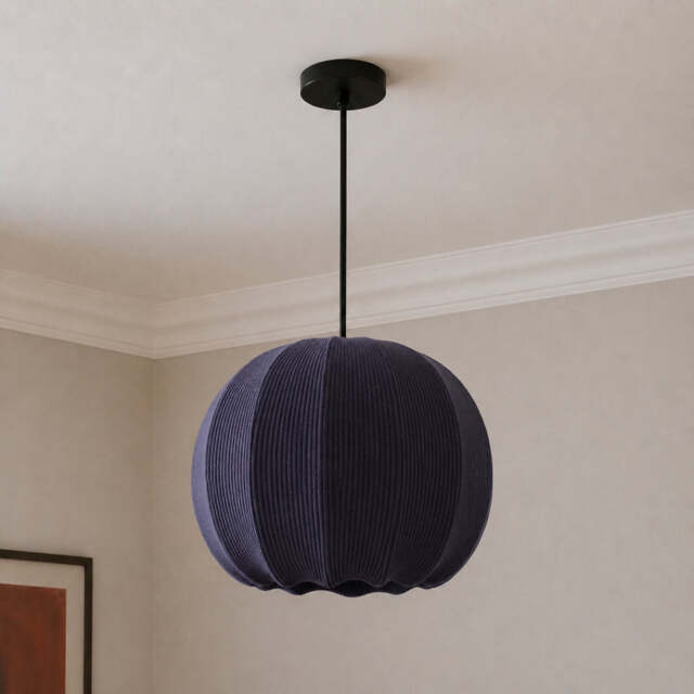 CGC Lila Navy Rounded Ribbed Stretch Cotton Lampshade
