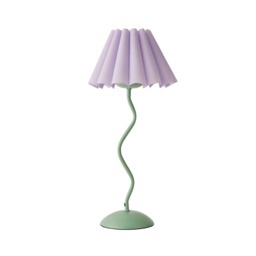 ValueLights Wiggle Lilac Pleated Scallop Shade Moss Green Metal Table Lamp