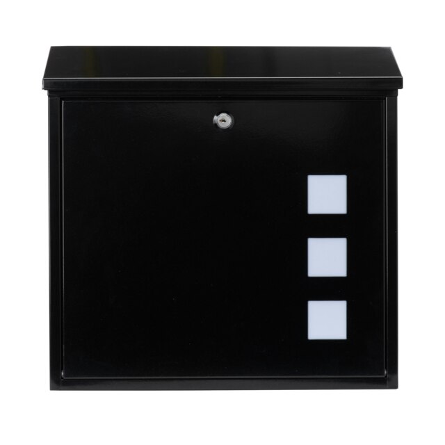 Burg-Wachter Aire Wall Mounted Galvanised Steel Lockable Weatherproof Post Box - 37x37x11cm Black