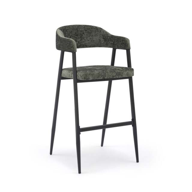 Textured Chenille Green Renata Bar Stool - Set of 2