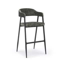 Textured Chenille Green Renata Bar Stool - Set of 2