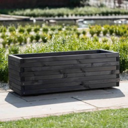 Primrose Pine Wooden Raised Bed Outdoor Trough Planed Planter in Grey 90cm