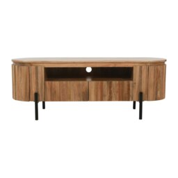 Niles Natural Solid Wood Tv Cabinet With Metal Legs Brown 1
