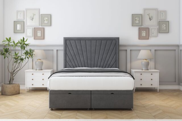 "Sloomy Somerset Armour Coniston Ottoman Bed With Mattress With 26"" Strutted Headboard 4' Small Double"