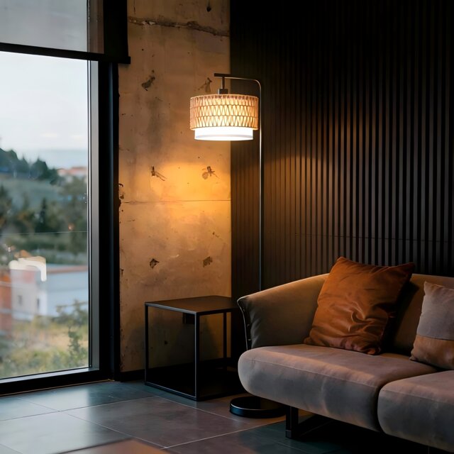 LuminexDesigns Double Shade Floor Lamp - Adjustable Heads for Living Room, Bedroom & Office, Bulb Excluded