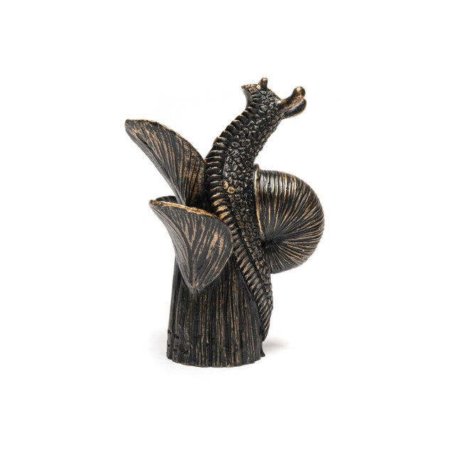 Cane Companions Figurine Antique Bronze Snail On Hosta