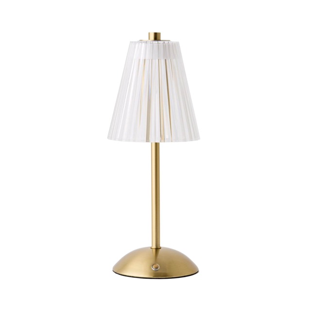 ValueLights Allie Gold Dimmable Table Lamp Clear Shade and Integrated Bulb