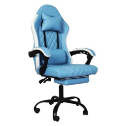 Levede Office Desk Chair PU Gaming Recliner Adjustable Height Swivel Blue Blue One Size