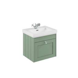 Balterley Wall Hung 1 Drawer Unit with Classic Basin 1 Tap Hole Green 431 x 500 x 390mm