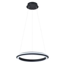 Modern LED Circular Halo Pendant Light Fitting in Matte Sand Black