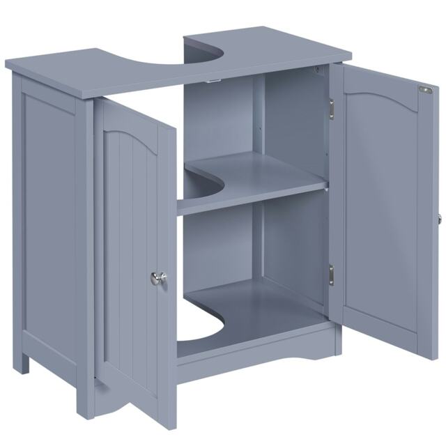 Yaheetech Wooden Bathroom Cabinet with Precut Sink Hole Grey Grey