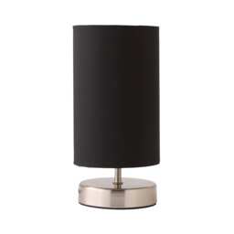ValueLights Francis Brushed Chrome Touch Table Lamps Black Shade and Bulb