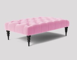 Alyana 120cm Rectangle Ottoman Bench with Wooden Legs- Pink Plush Velvet Chesterfield Upholstered Footstool