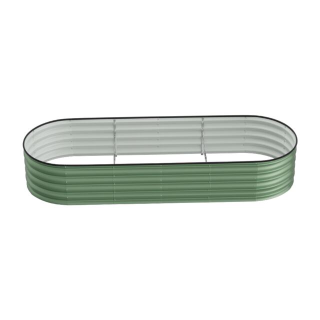 Living and Home 2.4m Gardens Bed Oval-Shaped Galvanized Steel Garden Planter With Plant Support Trellis, Light Green Green Light Green 240cm W x 80cm D x 42cm H