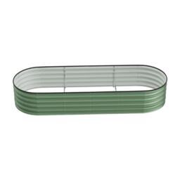 Living and Home 2.4m Gardens Bed Oval-Shaped Galvanized Steel Garden Planter With Plant Support Trellis, Light Green Green Light Green 240cm W x 80cm D x 42cm H
