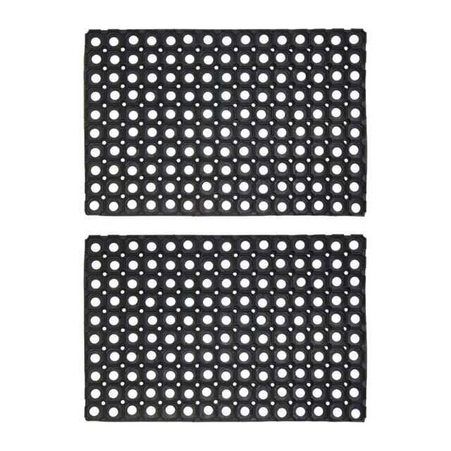 JVL Rondo Rubber Ring Scraper Doormat 40x60cm, Pack of 2
