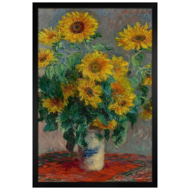 Black Wooden Framed Monet Bouquet of Sunflowers Maxi Poster Multi