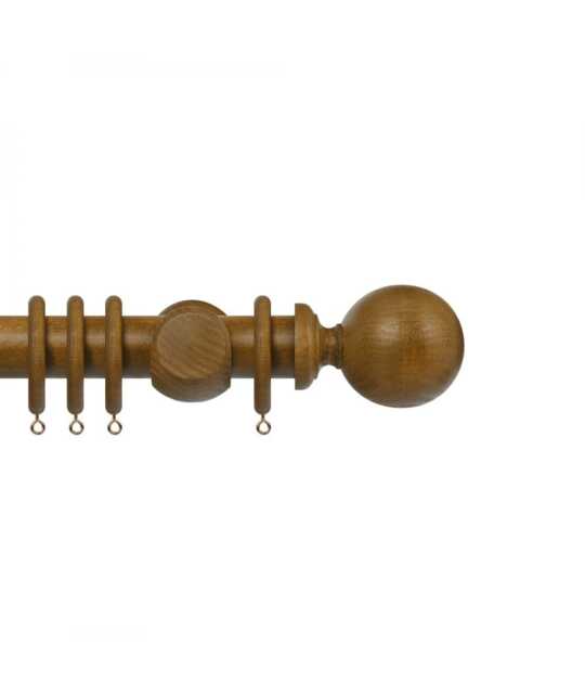 Premium 35mm Wooden Curtain Pole Set - Light Oak 480cm Brown Light Oak