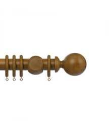 Premium 35mm Wooden Curtain Pole Set - Light Oak 480cm Brown Light Oak