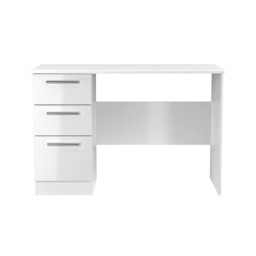 Windsor 3 Drawer Desk in White Gloss & White Matt (Ready Assembled) White White Gloss & White Matt