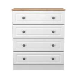 Surrey 4 Drawer Chest of Drawers in White Ash & Bardolino Oak (Ready Assembled) White White Ash & Bardolino Oak