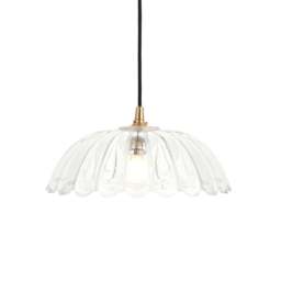 Eltham Clear Glass Pendant Light with Brushed Aged Brass With Black Braided Cable Carnation B22