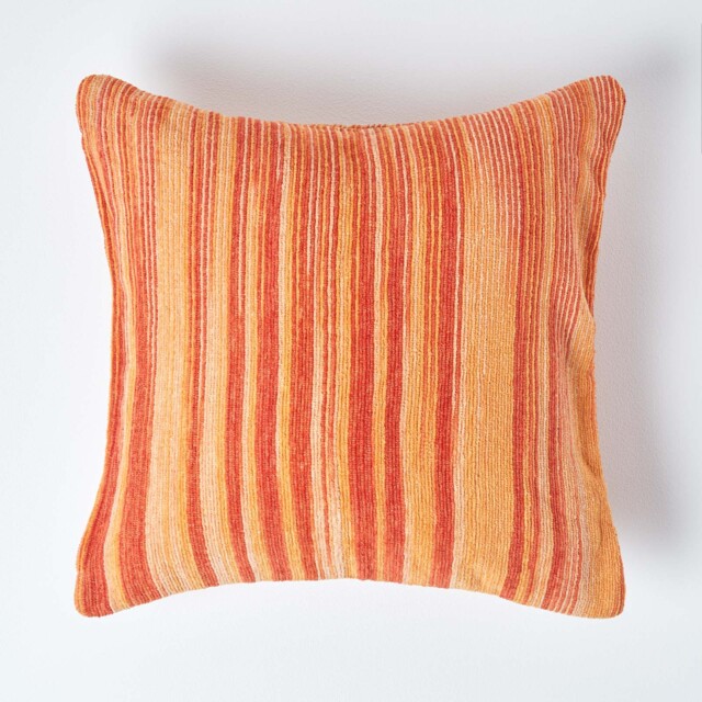Homescapes Cotton Chenille Tie Dye Cushion Cover Orange Orange 60 x 60 cm 1