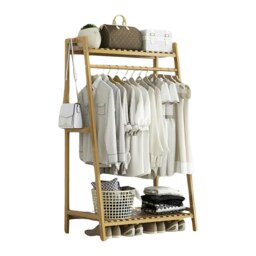 Wide Wooden Clothing Rail With Shelves Brown Brown One Size