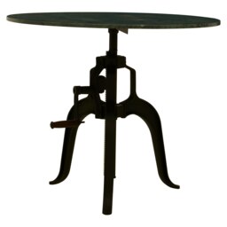 Interiors by Premier Three Leg Small Green Marble Iron Table, Industrial-style Black Finish Metal Table, Functional Side Table Green