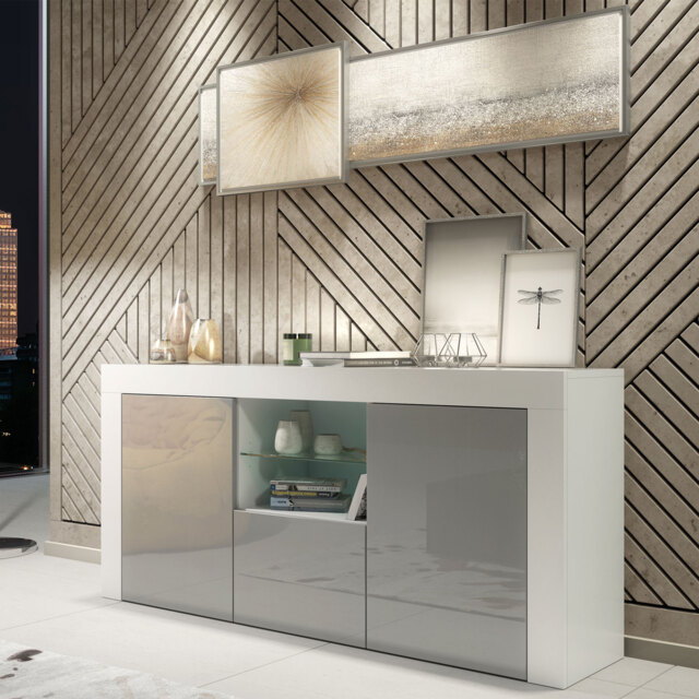 TV Unit TV Stand Sideboard Media Cabinet Storage Cabinet Grey High Gloss 145cm